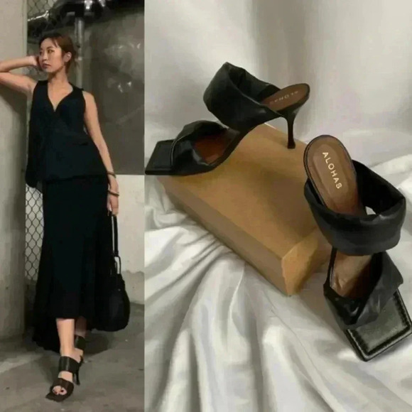 Free People Alohas Twist Strap Mule Sandals Black Size 38 NWOT $190 - Picture 11 of 16